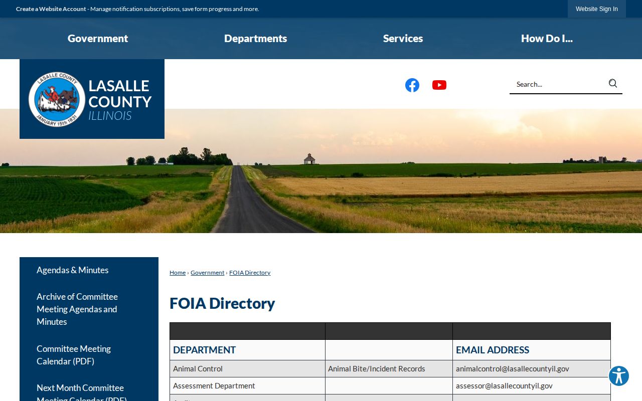 LaSalle County FOIA directory for arrest and jail records