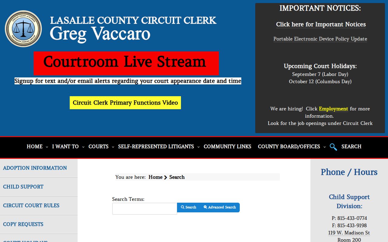 LaSalle County Circuit Clerk record search interface