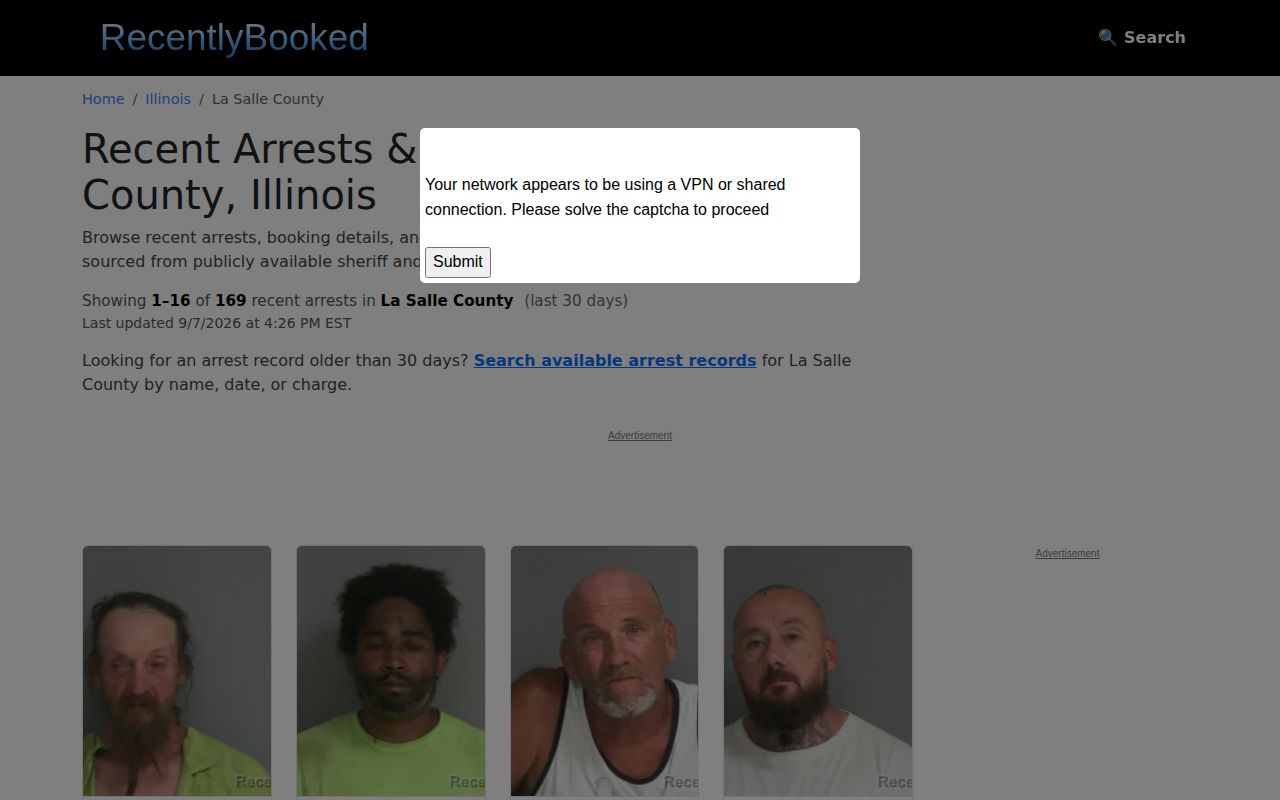 Unofficial RecentlyBooked La Salle County arrest section
