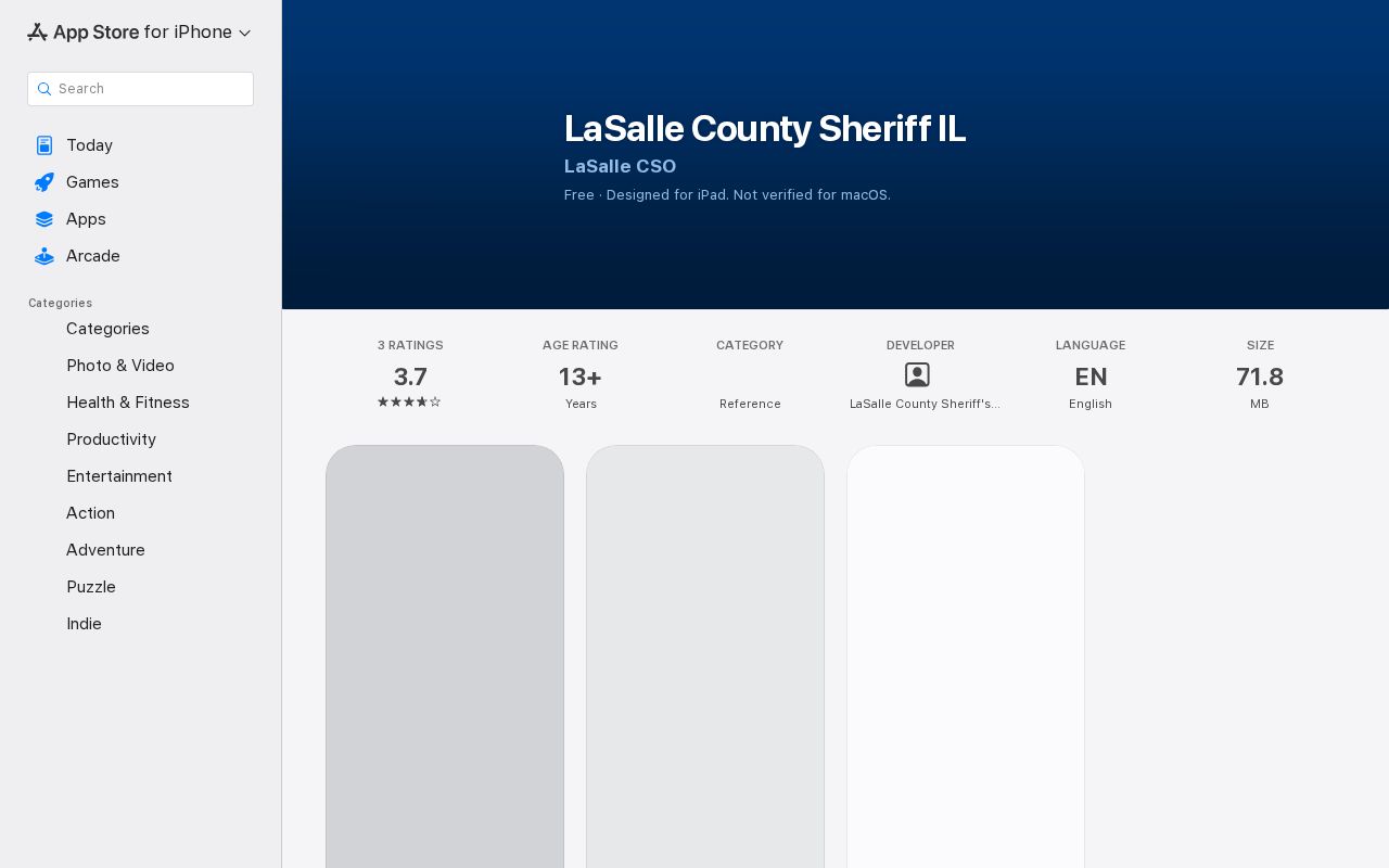 LaSalle County Sheriff official mobile app listing