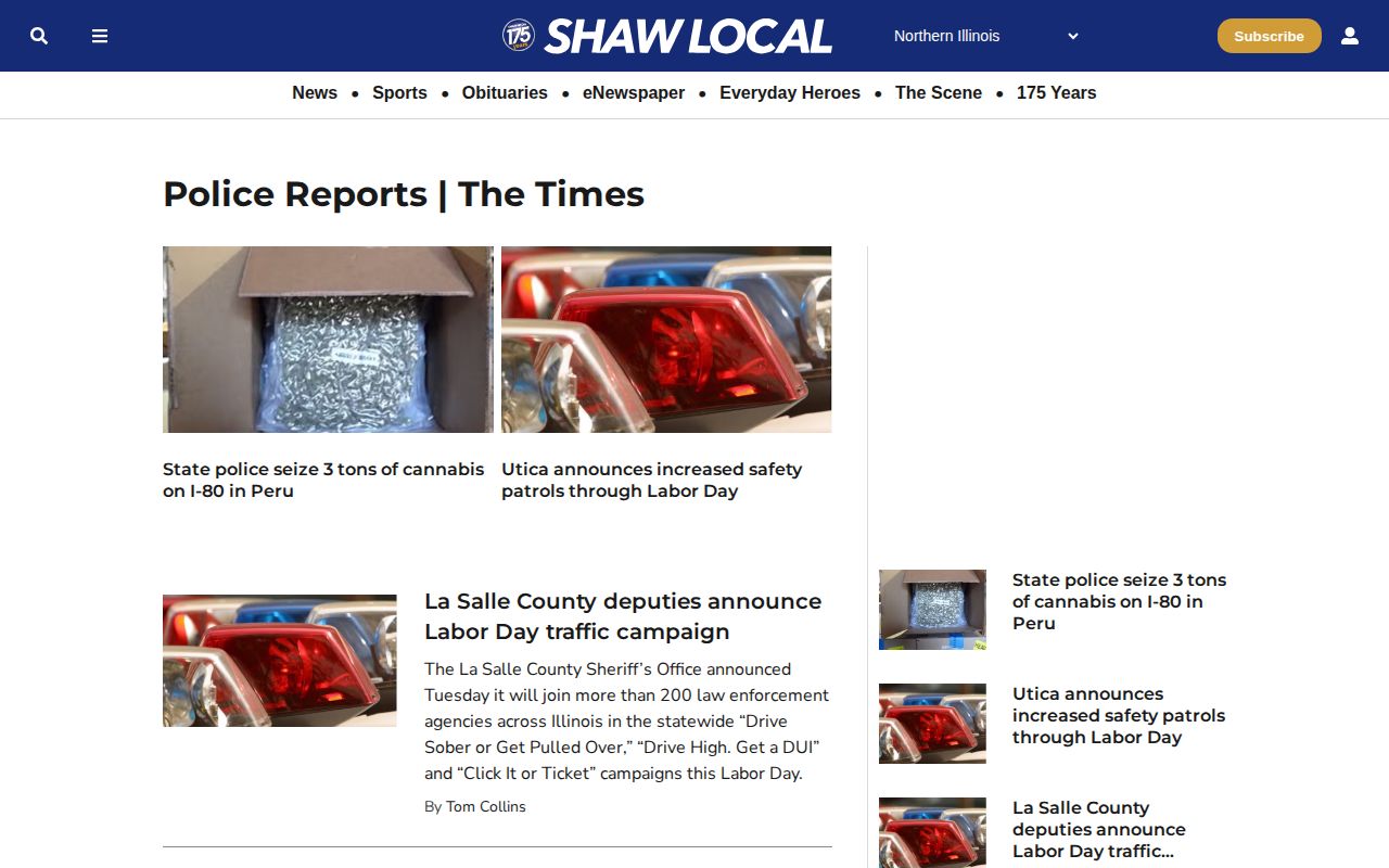 LaSalle County arrest reports section on Shaw Local